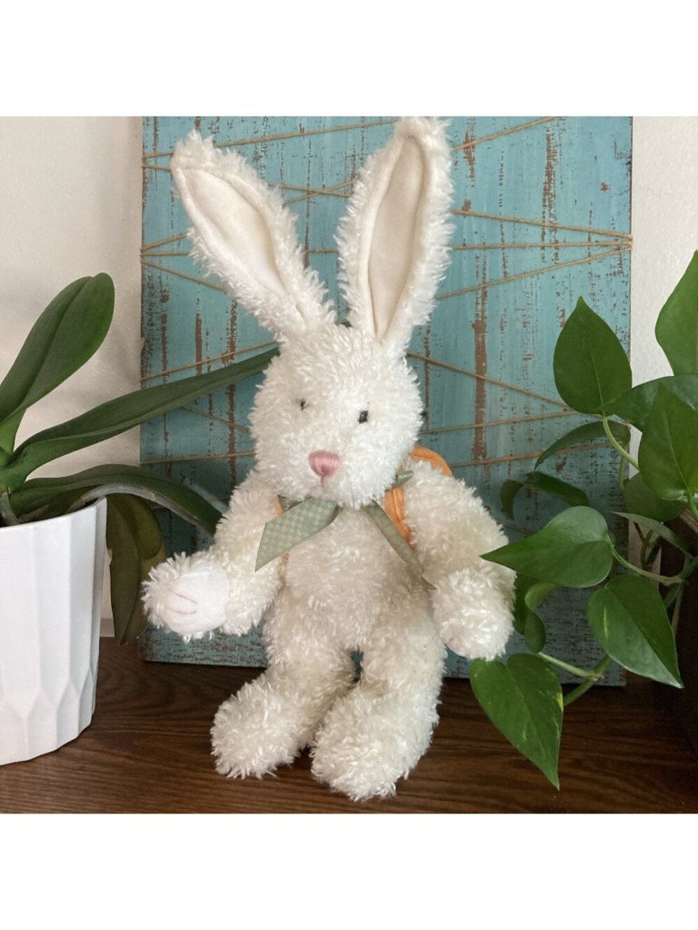 Boyd’s Bear’s Rabbit Jointed White Easter Bunny w Carrot Backpack Nursery Decor